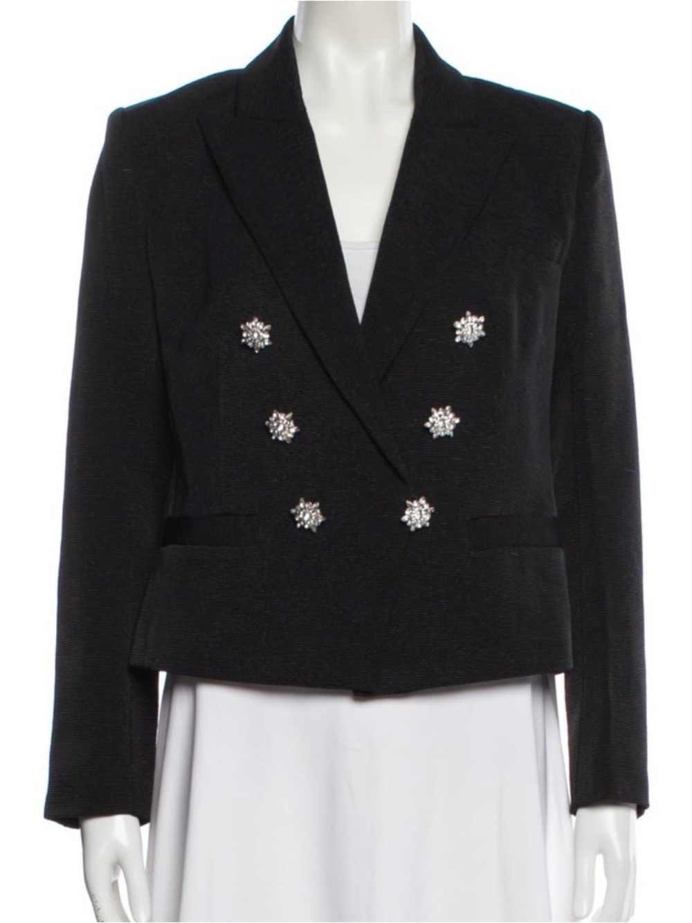 L'Agence Brooke Black Open Blazer with Crystal Buttons NWT - Picture 3 of 7